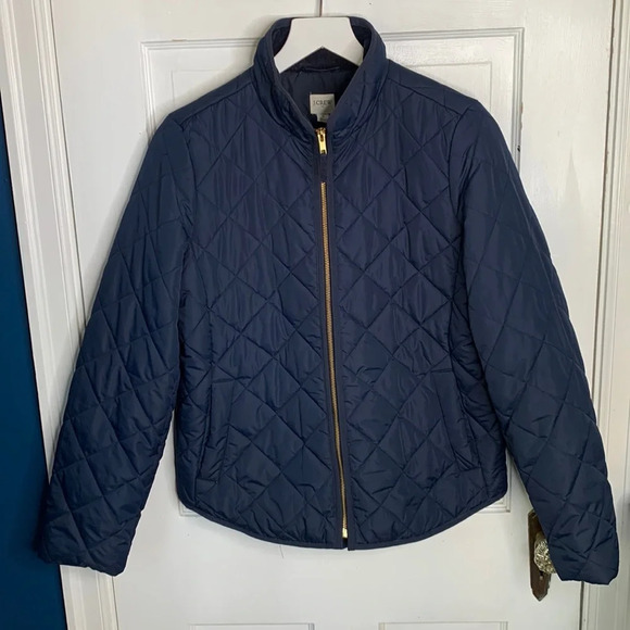 J. Crew Women’s Navy Diamond Quilted Puffer Utility Jacket Sz S - Picture 3 of 10